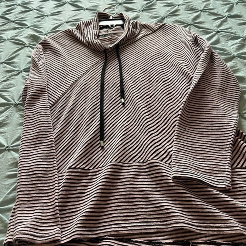 Jones New York Pink/Black Striped Top Casual Sporty Tunic Top - Size L